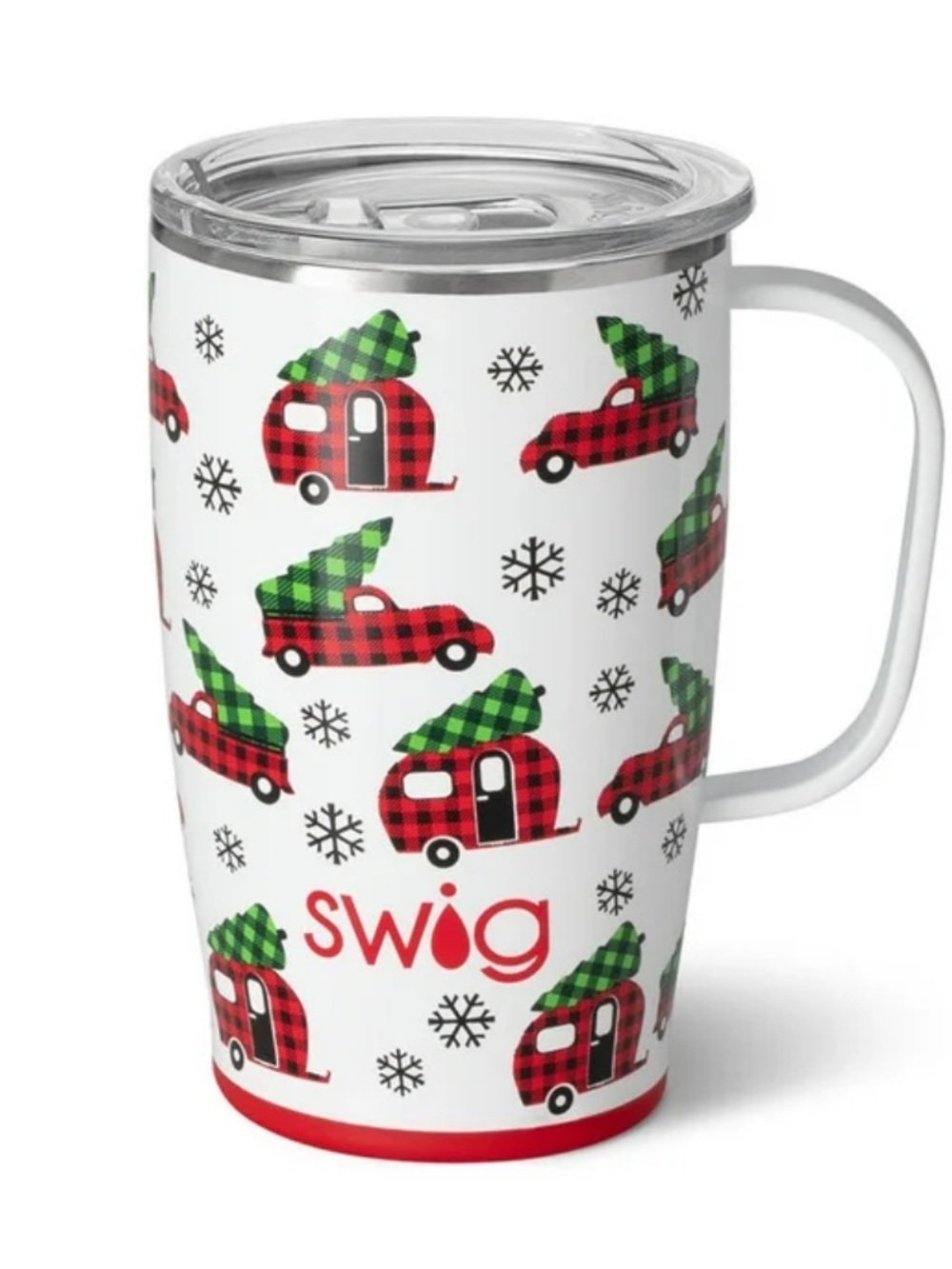 Swig Holiday Plaid Camper 24oz Insulated Travel Mug - White/Red